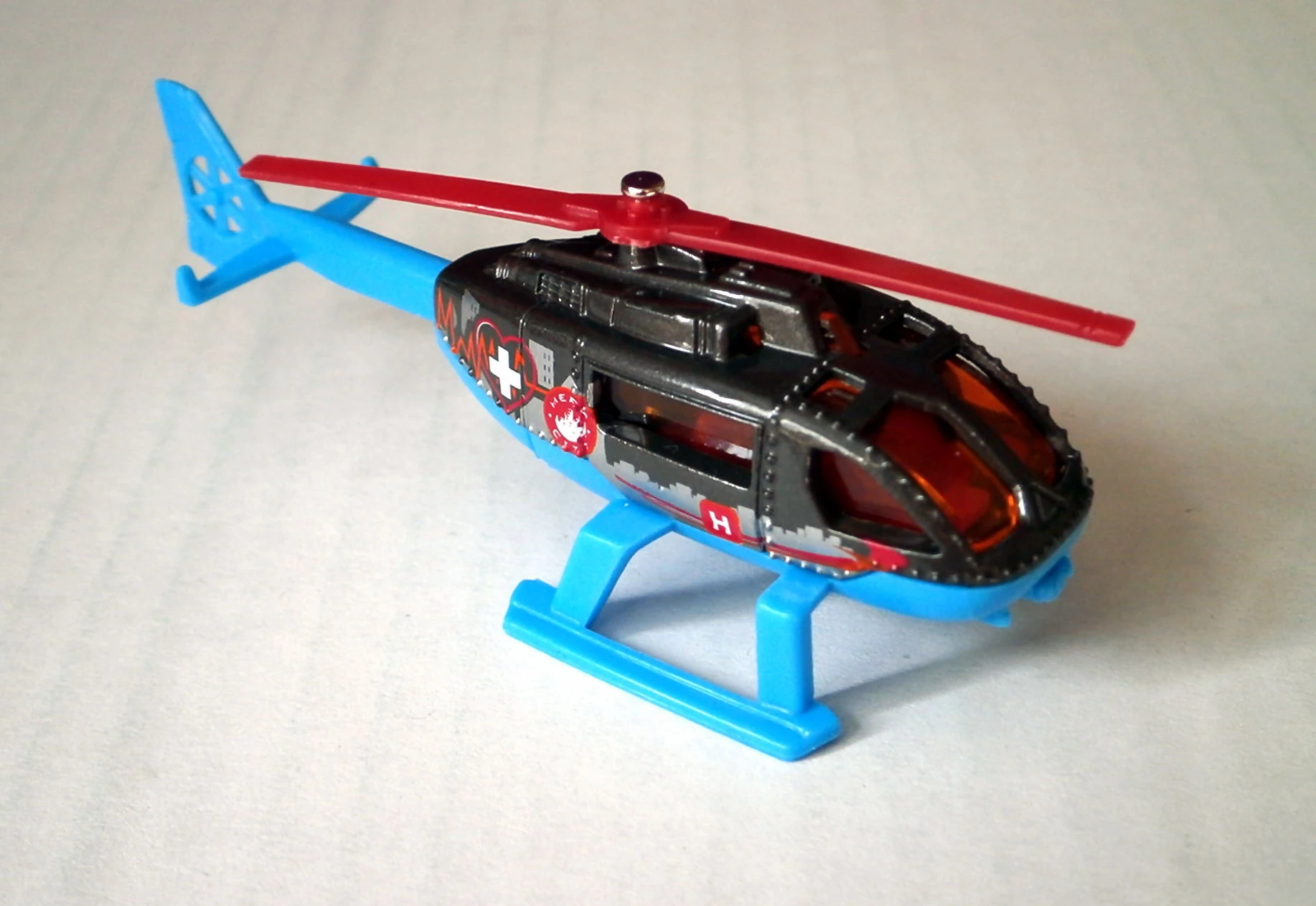Rescue Helicopter (2002) / MBX Rescue Helicopter (2018) (Charcoal, White cross, HERO CITY tampo)