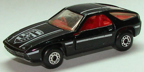 Porsche 928 (Black, White stripes, Porsche logo)