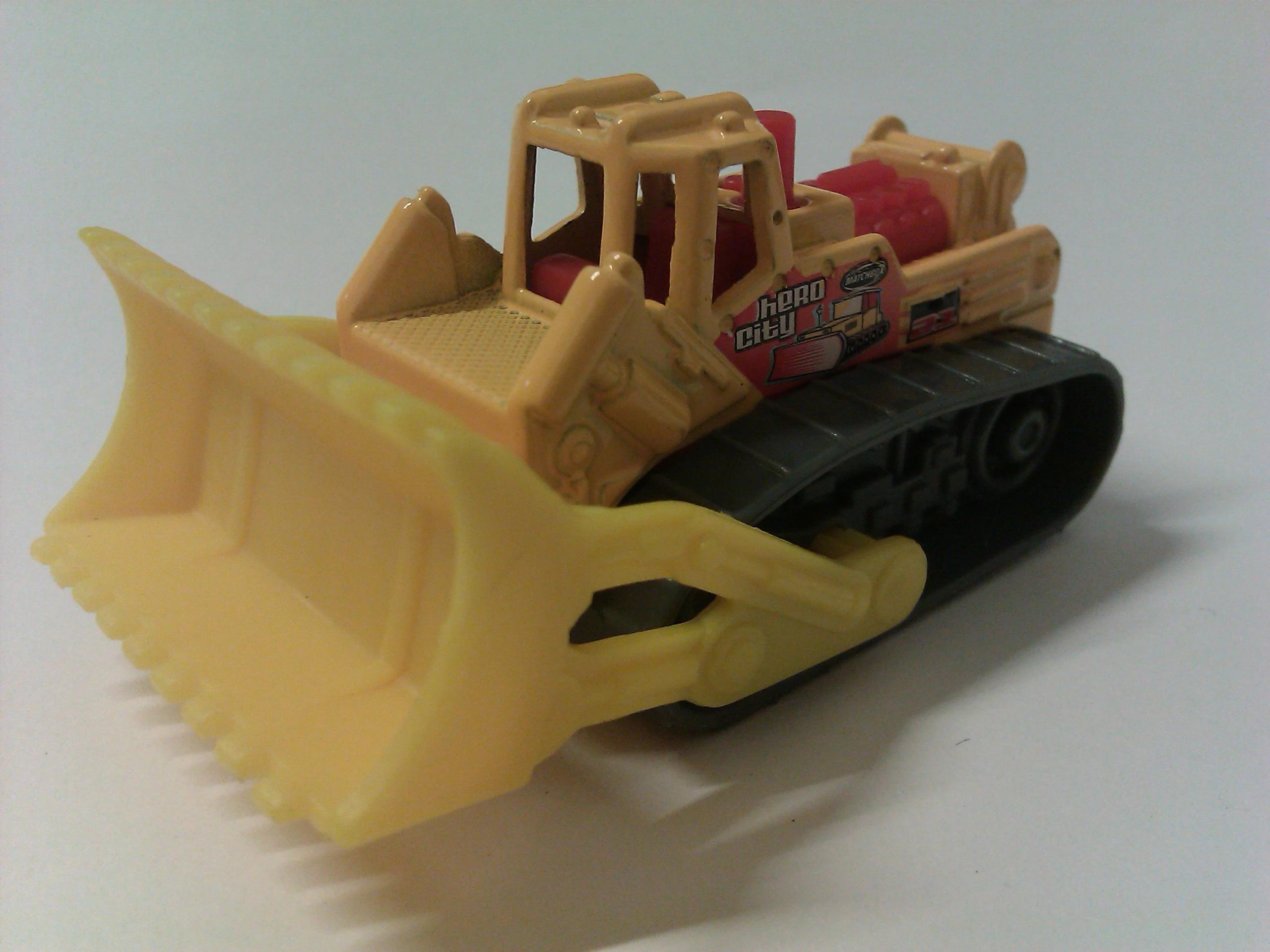 Bulldozer (modified) (Yellow, hero city, Matchbox, 21, Bulldozer)