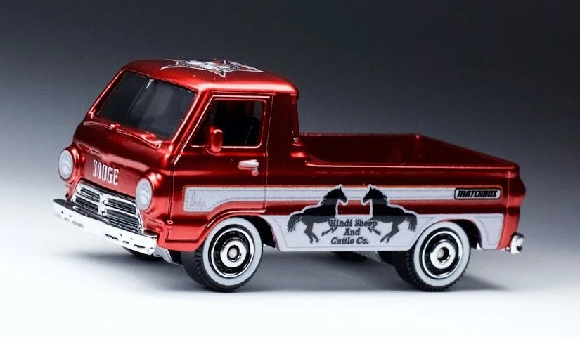 1966 Dodge A100 Pickup (Metalflake Red, White stripe, Dodge, horses, Hindi Sheep…)