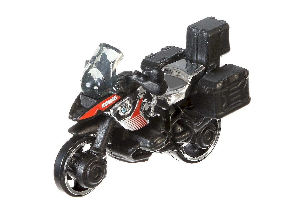 BMW R1200 GS Motorcycle (Matte Black & Chrome, Red stripe, BMW logo, R1200GS)
