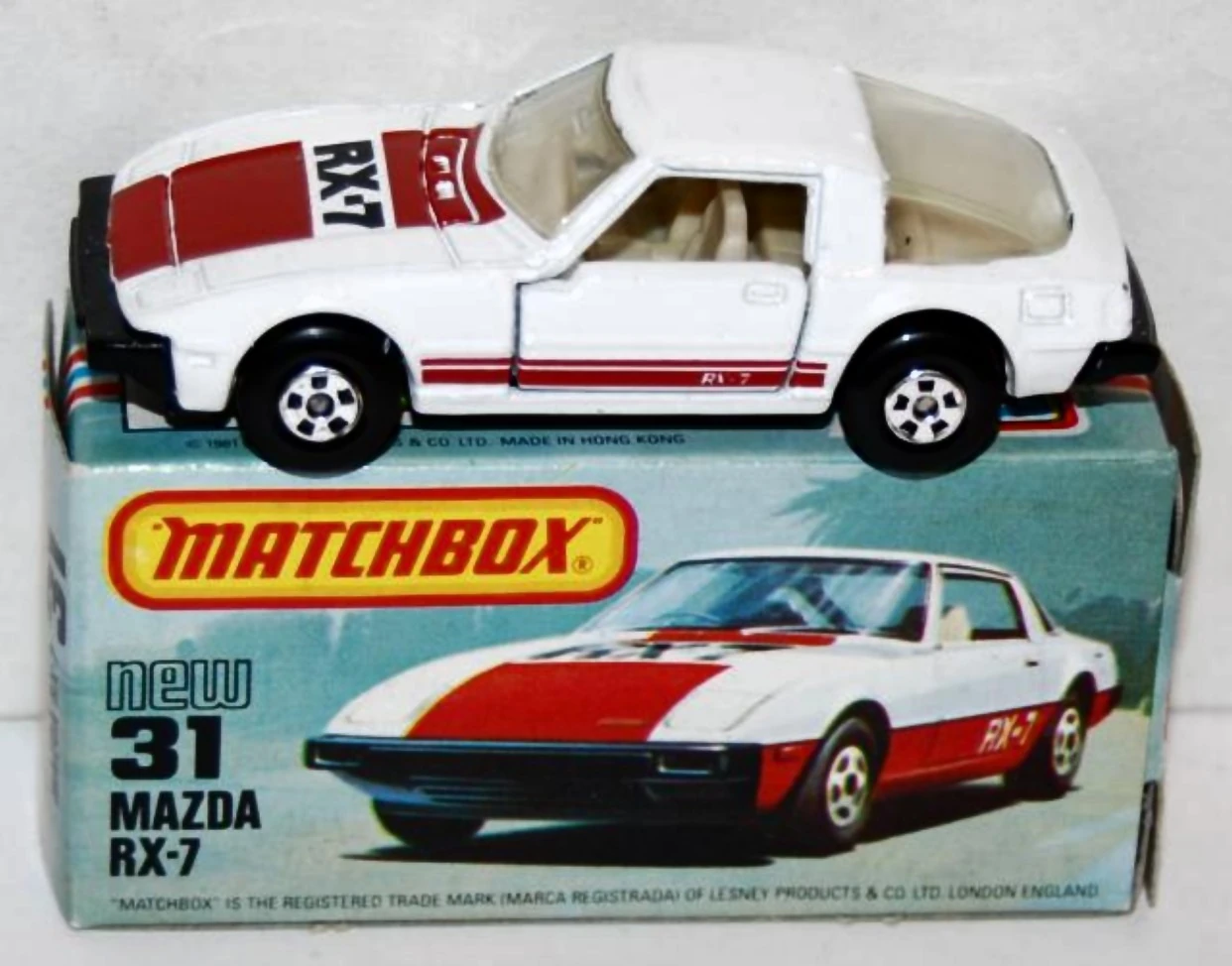 Mazda Savanna RX-7 (White, Narrow maroon side stripe, RX-7)