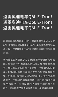 避雷奥迪电车Q6L E-Tron！避雷奥迪电车Q6L