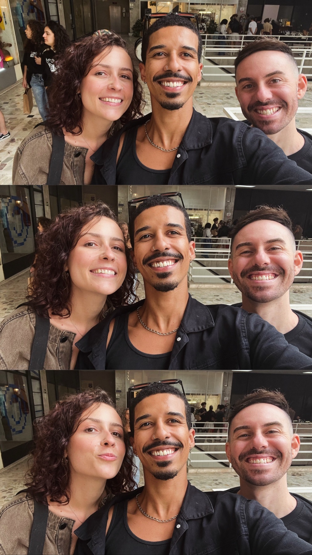 A selfie of a group of friends smiling and posing for the camera. They appear to be enjoying their time together.