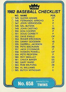 Checklist: Twins / Padres