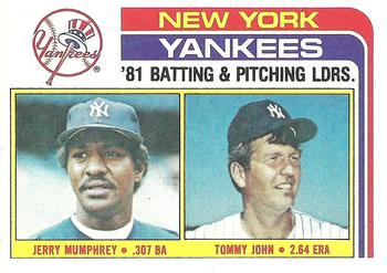 Yankees Leaders / Checklist (Jerry Mumphrey / Tommy John)