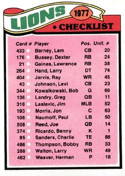 Lions Checklist/Leaders