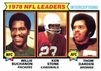 1978 NFL Leaders: Interceptions (Willie Buchanon / Ken Stone / Thom Darden)