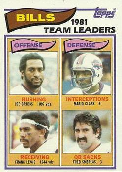 Bills 1981 Team Leaders (Joe Cribbs / Mario Clark / Frank Lewis / Fred Smerlas)