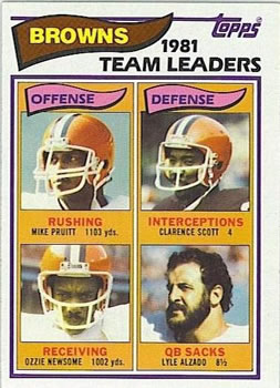 Browns 1981 Team Leaders (Mike Pruitt / Clarence Scott / Ozzie Newsome / Lyle Alzado)