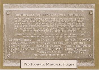 Pro Football Memorial Plaque