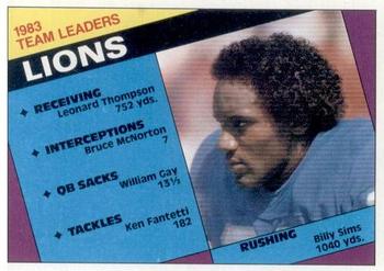 Lions Team Leaders - Billy Sims