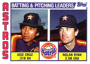 Astros Leaders / Checklist (Jose Cruz / Nolan Ryan)