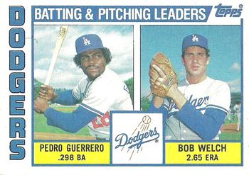 Dodgers Leaders / Checklist (Pedro Guerrero / Bob Welch)
