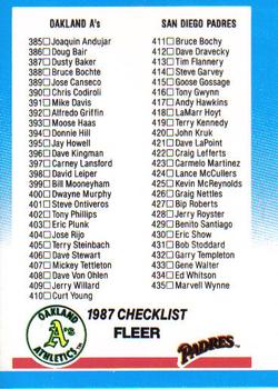 Checklist: A's / Padres / Dodgers / Orioles
