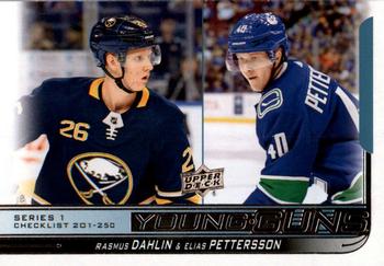 Young Guns Checklist (Rasmus Dahlin / Elias Pettersson)