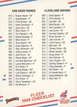 Checklist: Padres / Indians / Special Cards