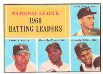 National League 1960 Batting Leaders (Dick Groat / Norm Larker / Willie Mays / Roberto Clemente)