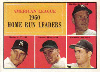 American League 1960 Home Run Leaders (Mickey Mantle / Roger Maris / Jim Lemon / Rocky Colavito)