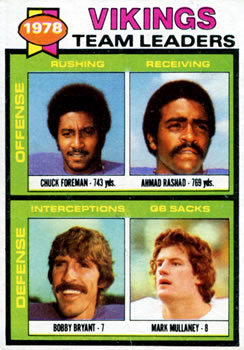 Vikings Team Leaders / Checklist (Chuck Foreman / Ahmad Rashad / Bobby Bryant / Mark Mullaney)