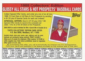 Topps 1988 Collectors' Edition: Glossy All Stars &amp; Hot Prospects Offer