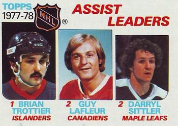 1977-78 Assist Leaders (Bryan Trottier / Guy Lafleur / Darryl Sittler)
