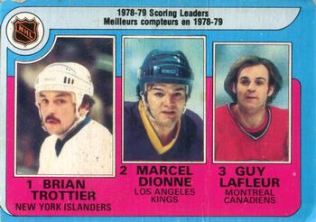 1978-79 Scoring Leaders (Bryan Trottier / Marcel Dionne / Guy Lafleur) LL, UER