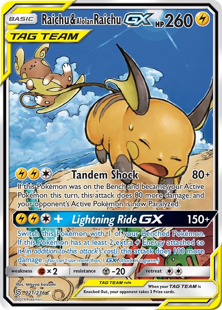 #221/236 Raichu & Alolan Raichu GX (Alternate Full Art)