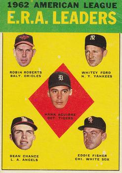 1962 American League E.R.A. Leaders (Hank Aguirre / Robin Roberts / Whitey Ford / Dean Chance / Eddie Fisher)