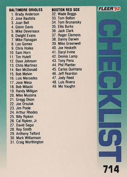 Checklist: Orioles / Red Sox / Angels / White Sox