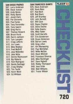 Checklist: Padres / Giants / Special Cards