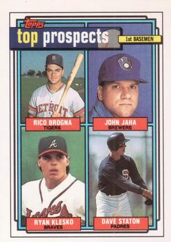1992 Top Prospects 1st Basemen (Rico Brogna / John Jaha / Ryan Klesko / Dave Staton)