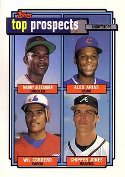 1992 Top Prospects Shortstops (Manny Alexander / Alex Arias / Wil Cordero / Chipper Jones)