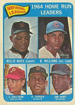 National League 1964 Home Run Leaders (Willie Mays / Billy Williams / Johnny Callison / Orlando Cepeda / Jim Hart)