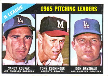 National League 1965 Pitching Leaders (Sandy Koufax / Tony Cloninger / Don Drysdale)