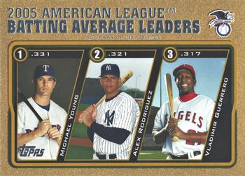 2005 American League Batting Average Leaders (Michael Young / Alex Rodriguez / Vladimir Guerrero)