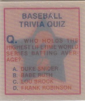 Baseball Trivia Quiz
