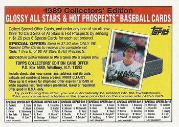 Topps 1989 Collectors' Edition: Glossy All Stars &amp; Hot Prospects Offer