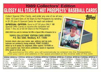 Topps 1989 Collectors' Edition: Glossy All Stars & Hot Prospects Offer