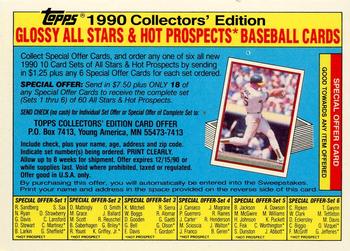Topps 1990 Collectors' Edition: Glossy All Stars &amp; Hot Prospects Offer