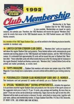 1992 Stadium Club Membership Form
