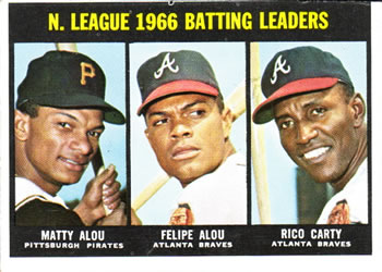 National League 1966 Batting Leaders (Matty Alou / Felipe Alou / Rico Carty)