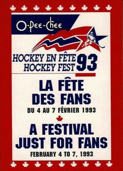 O-Pee-Chee Hockey Fest 93 Header Card