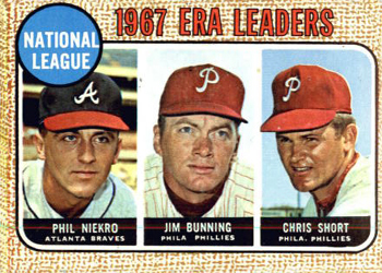 National League 1967 ERA Leaders (Phil Niekro / Jim Bunning / Chris Short)