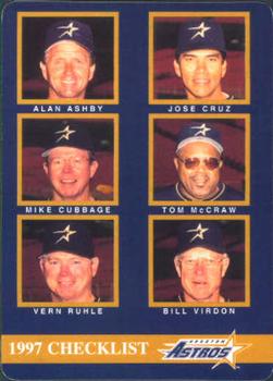 Coaches & Checklist (Alan Ashby / Jose Cruz / Mike Cubbage / Tom McCraw / Vern Ruhle / Bill Virdon)