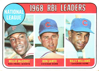 National League 1968 RBI Leaders (Willie McCovey / Ron Santo / Billy Williams)
