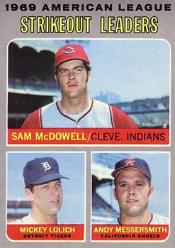 1969 American League Strikeout Leaders (Sam McDowell / Mickey Lolich / Andy Messersmith)