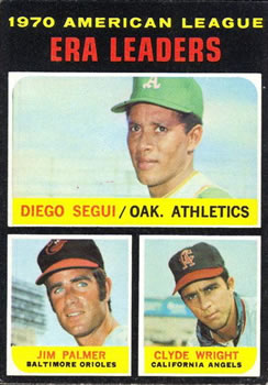 1970 American League ERA Leaders (Diego Segui / Jim Palmer / Clyde Wright)