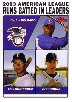 2003 American League Runs Batted In Leaders (Carlos Delgado / Alex Rodriguez / Brett Boone)