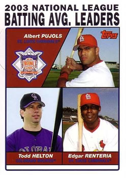 2003 National League Batting Avg. Leaders (Albert Pujols / Todd Helton / Edgar Renteria)